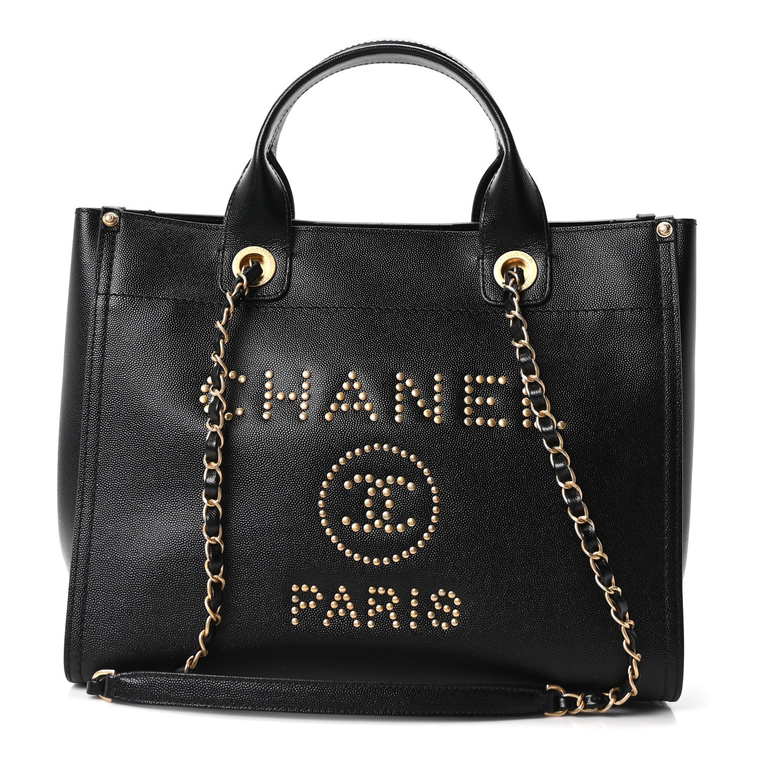 Chanel Caviar Small Studded Deauville Tote Black 1 of 10
