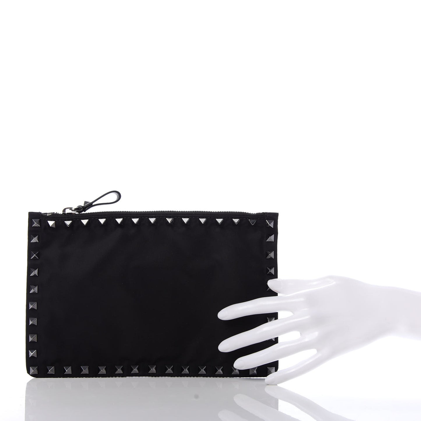 Nylon Rockstud Zip Pouch Black