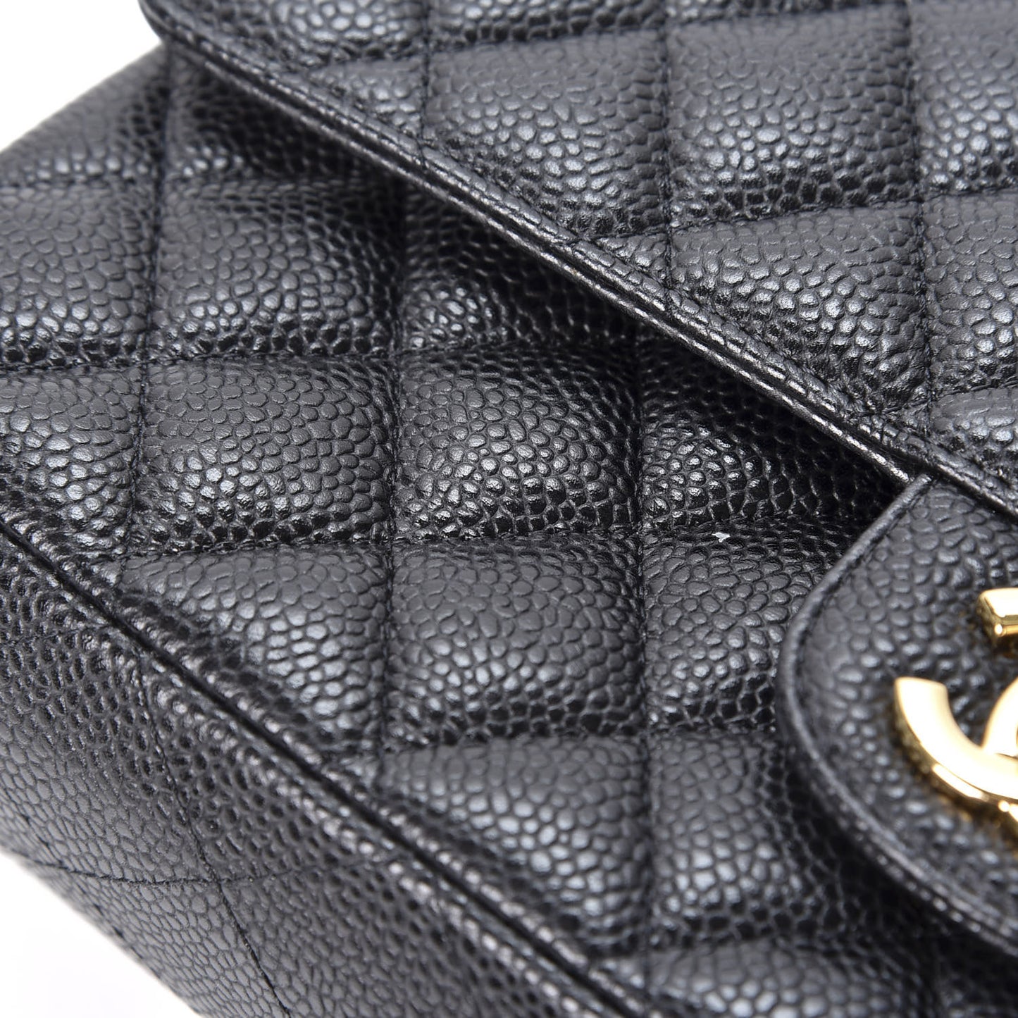 Caviar Quilted Medium Double Flap Black