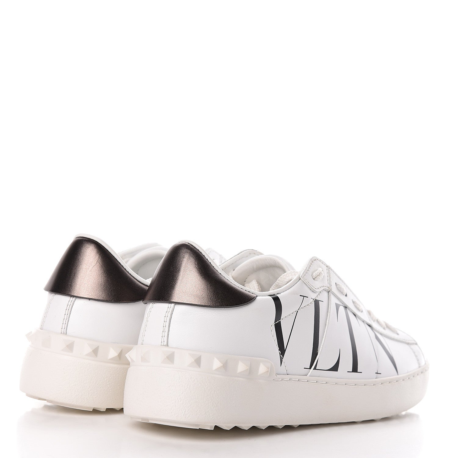 Valentino Garavani Calfskin VLTN Rockstud Open Sneakers 37.5 White 4 of 14