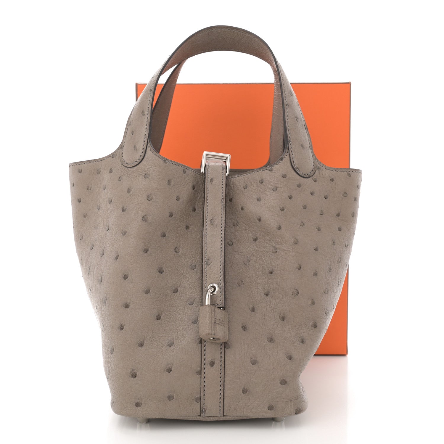 Hermes Ostrich Picotin Lock 18 Gris Tourterelle 13 of 13