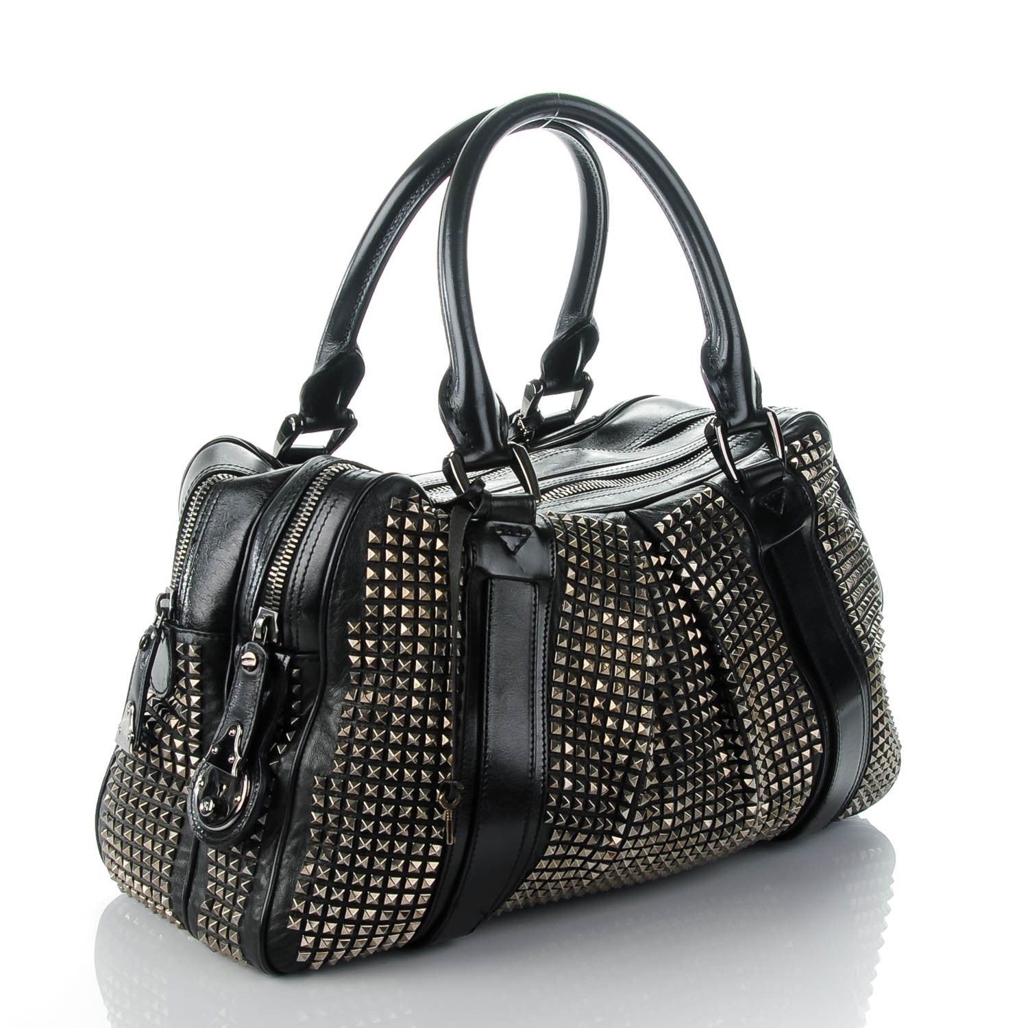 Burberry Prorsum Calfskin Studded Knight Satchel Black 3 of 8