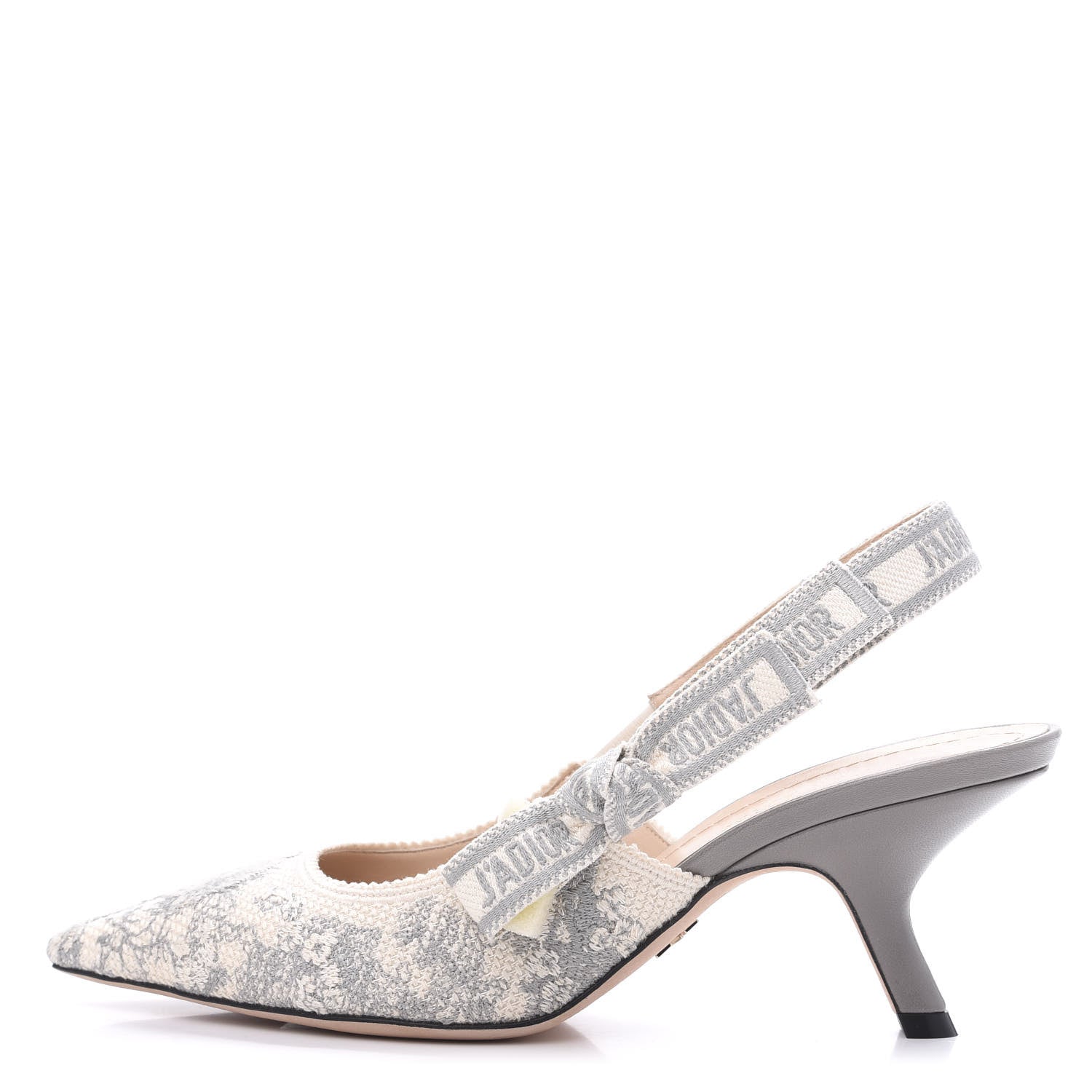 Christian Dior Cotton Ribbon Toile De Jouy J'Adior Slingback 65mm Pumps 37.5 Gray Stone 1 of 8