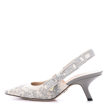 Christian Dior Cotton Ribbon Toile De Jouy J'Adior Slingback 65mm Pumps 37.5 Gray Stone 1 of 8