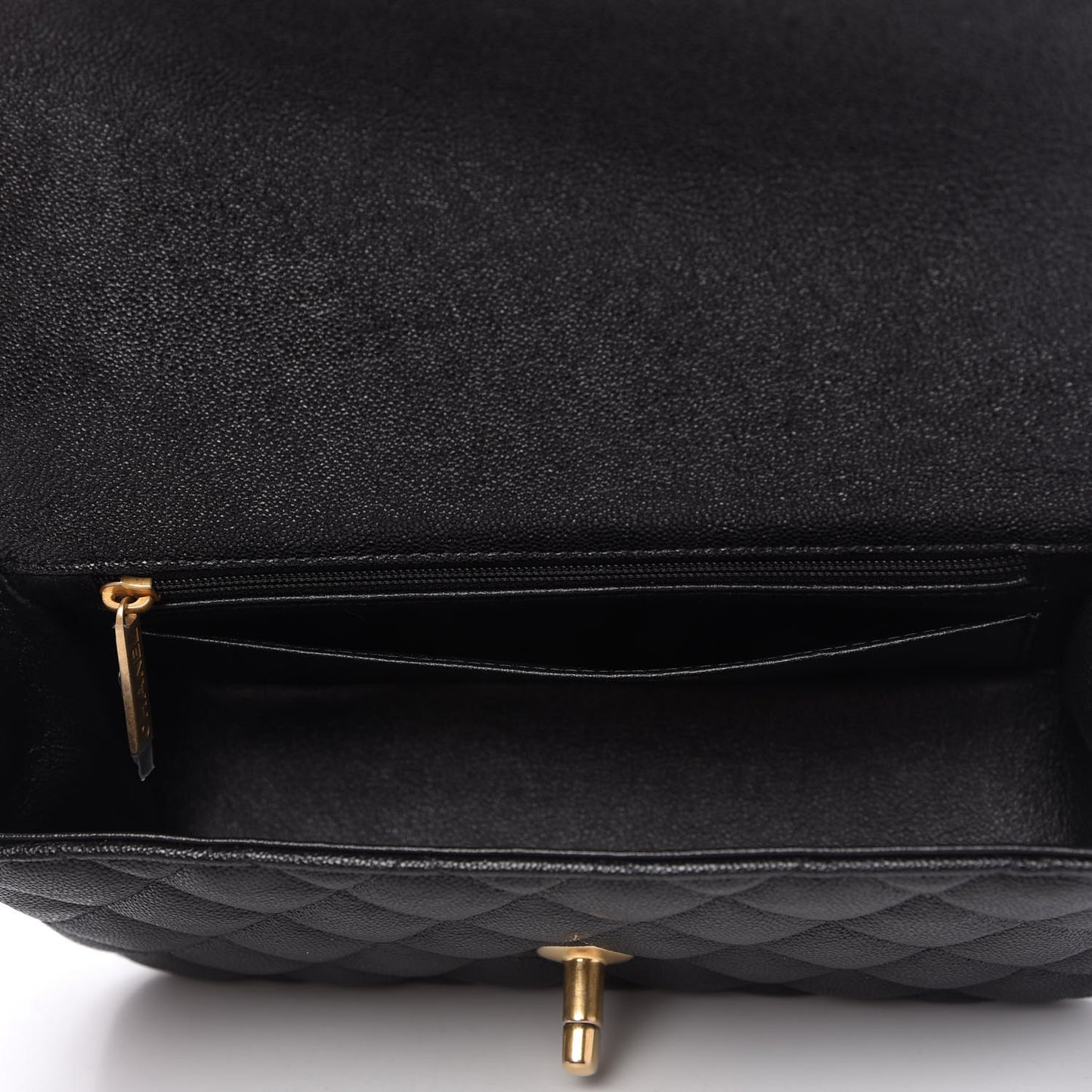 Caviar Quilted Mini Top Handle Rectangular Flap Black
