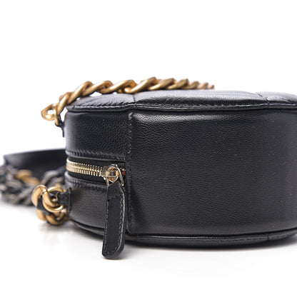Chanel Shiny Goatskin Quilted 19 Round Clutch With Chain Black 7 of 10
