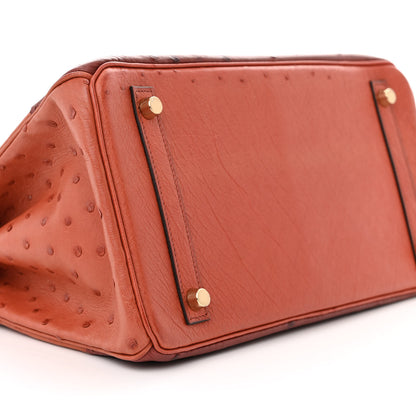 Hermes Ostrich Ghillies Birkin 30 Brique Rouge H 9 of 17
