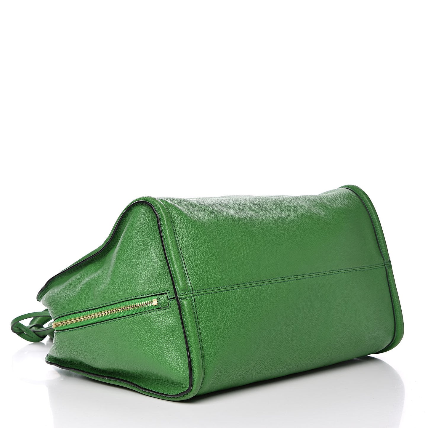 Pebbled Calfskin Large Skull Padlock Zip Around Tote Green
