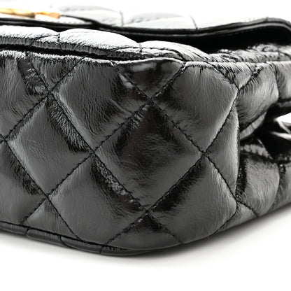 Chanel Shiny Crumpled Calfskin Quilted Small Wavy CC Hobo Black 10 of 11