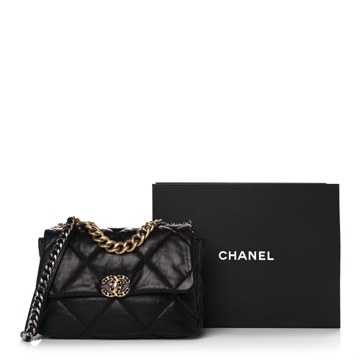 Chanel Goatskin Quilted Large Chanel 19 Flap Black 15 of 15