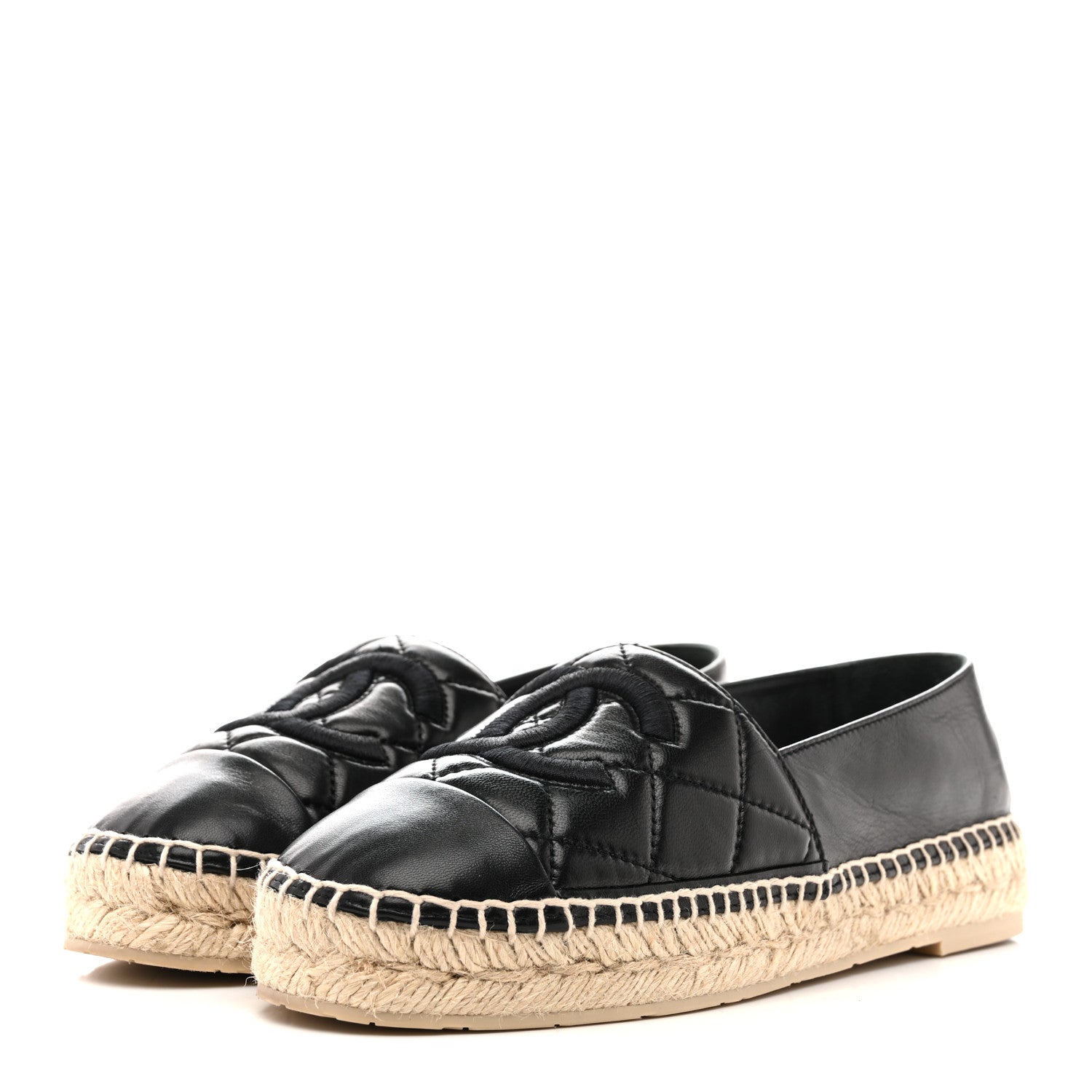 Chanel Lambskin Quilted CC Espadrilles 38 Black 4 of 10