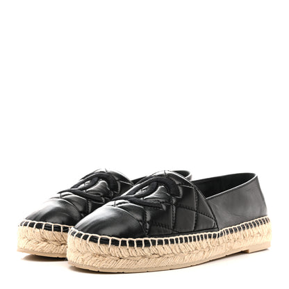 Chanel Lambskin Quilted CC Espadrilles 38 Black 4 of 10