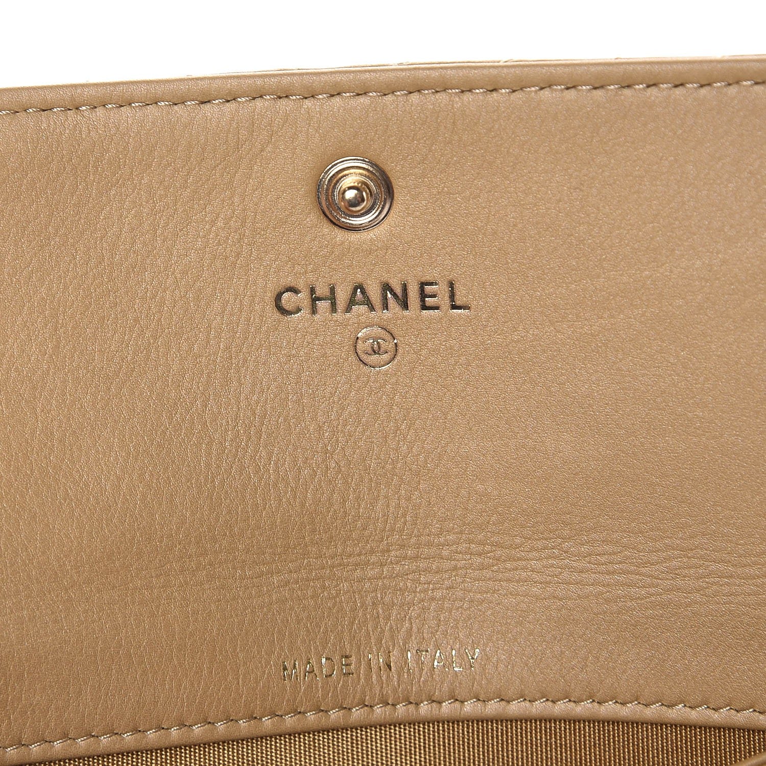 Chanel Calfskin Chevron Quilted Card Holder Beige 6 of 6
