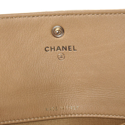 Chanel Calfskin Chevron Quilted Card Holder Beige 6 of 6