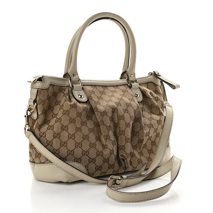 Gucci Monogram Margaux Calfskin Medium Sukey Top Handle Bag Beige Ebony Mystic White 3 of 9