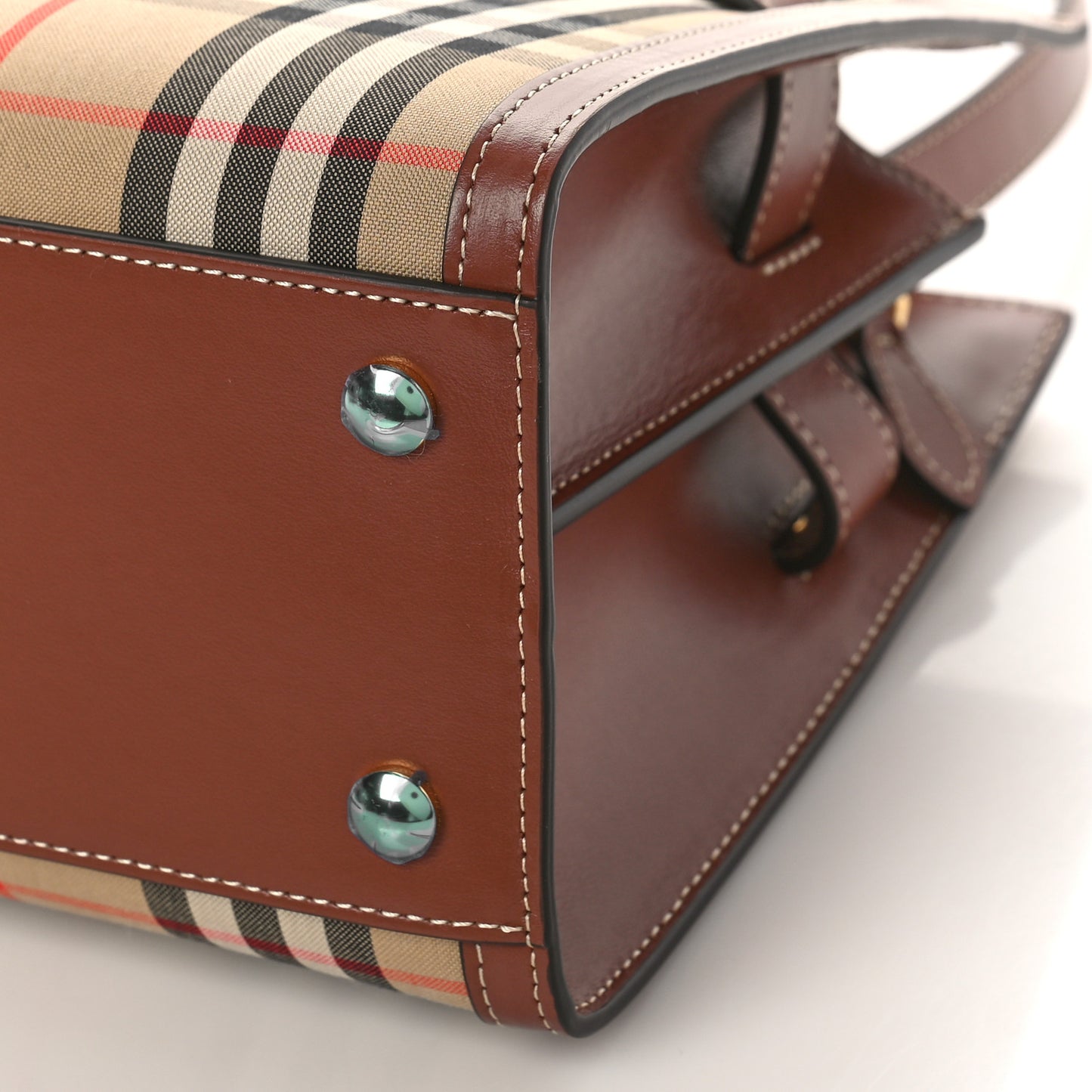 Calfskin Vintage Check Mini Two Handle Title Bag Archive Beige