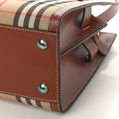 Burberry Calfskin Vintage Check Mini Two Handle Title Bag Archive Beige 8 of 8