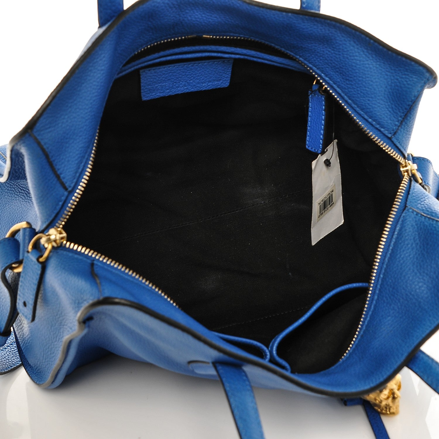 Alexander McQueen Pebbled Calfskin Small Skull Padlock Zip Around Tote Bright Blue 5 of 8