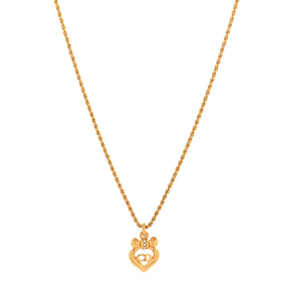 Christian Dior Crystal Bow Heart Necklace Gold 1 of 4