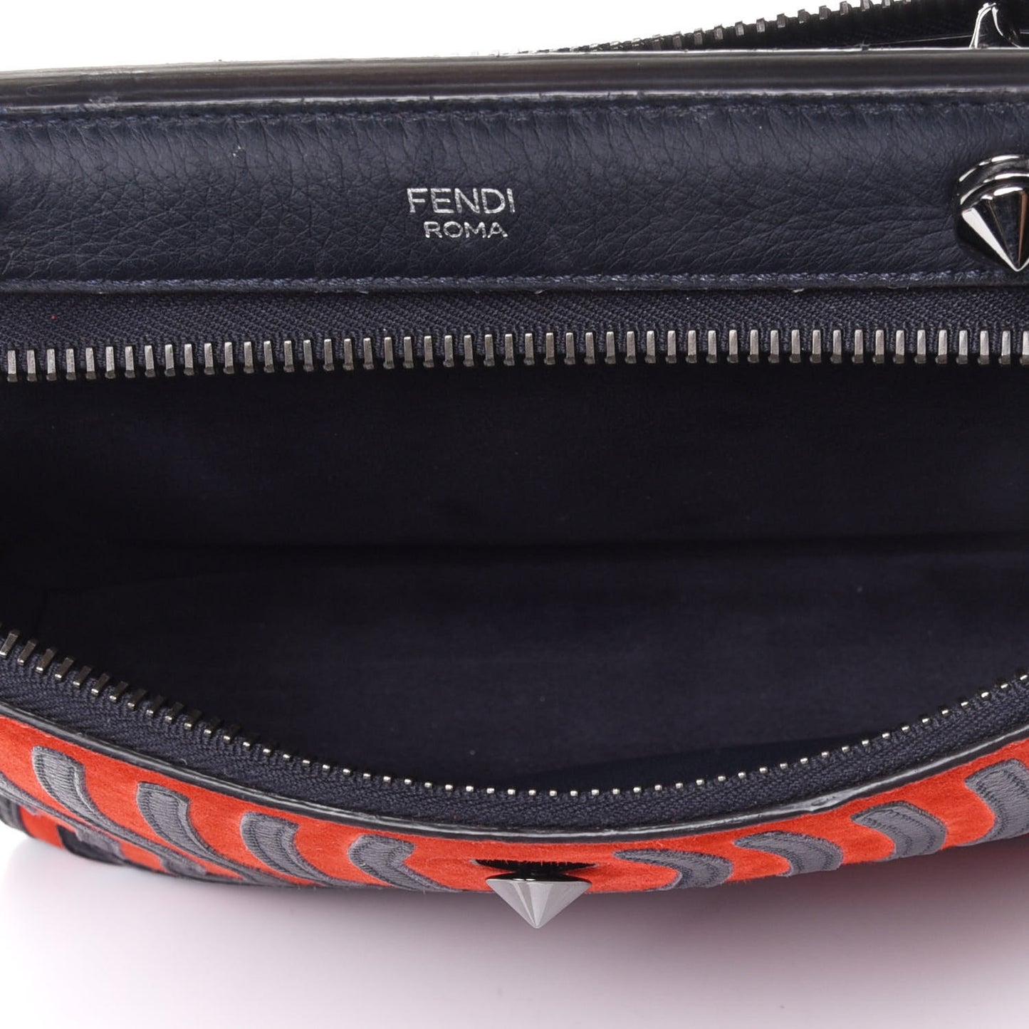 Suede Calfskin Waves Small DotCom Click Chain Satchel Papavero Blue Notte