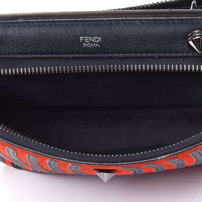 Fendi Suede Calfskin Waves Small DotCom Click Chain Satchel Papavero Blue Notte 4 of 4