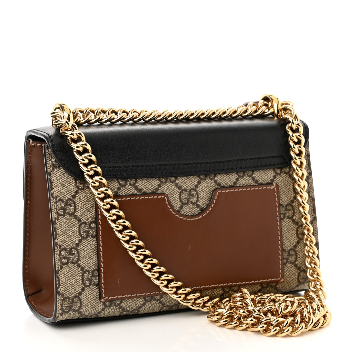 GG Supreme Monogram Calfskin Small Padlock Shoulder Bag Beige Black Cuir