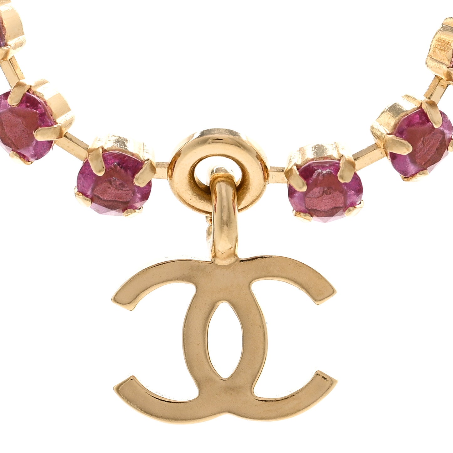 Crystal CC Choker Necklace Gold Pink Orange Purple Yellow