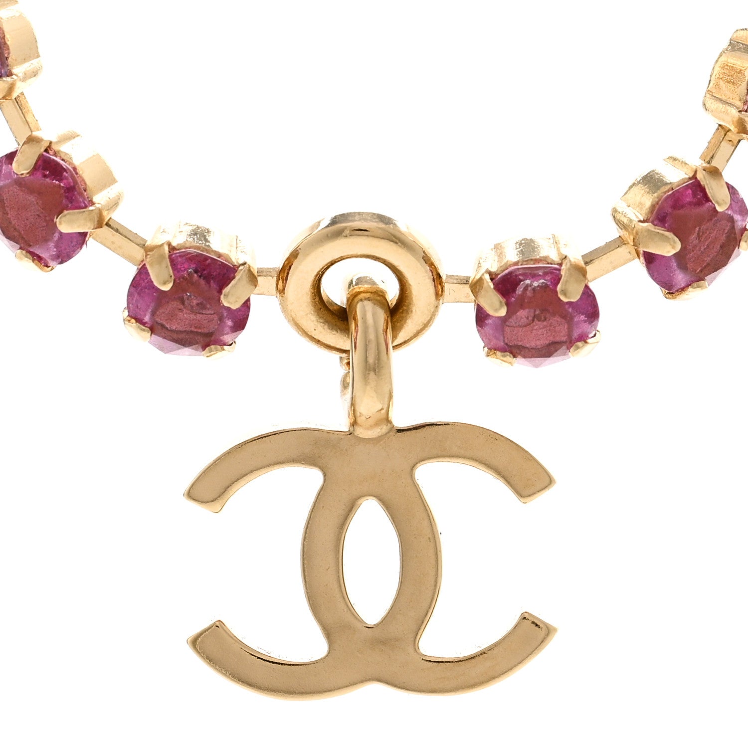 Chanel Crystal CC Choker Necklace Gold Pink Orange Purple Yellow 4 of 6