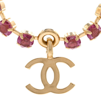 Chanel Crystal CC Choker Necklace Gold Pink Orange Purple Yellow 4 of 6