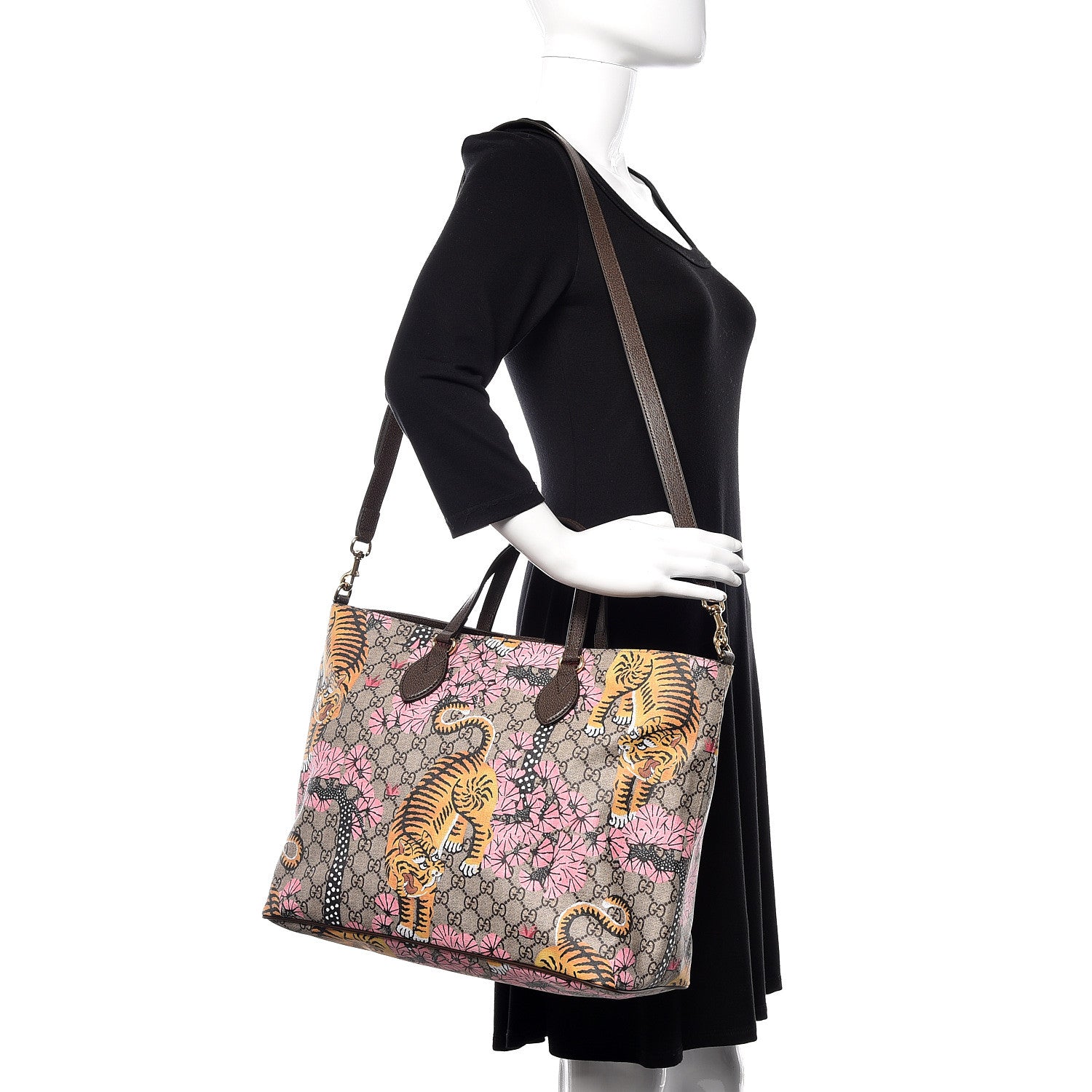 Gucci Soft GG Supreme Monogram Bengal Medium Crossbody Tote Beige Pink 2 of 10