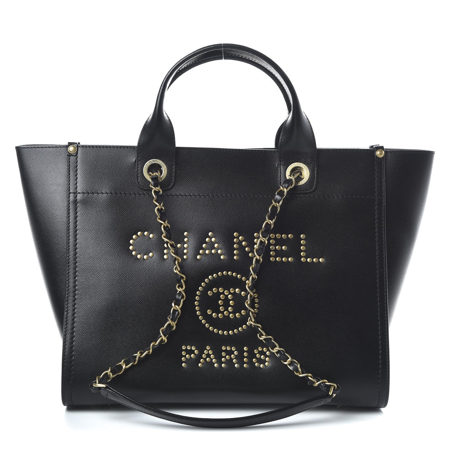 Caviar Small Studded Deauville Tote Black