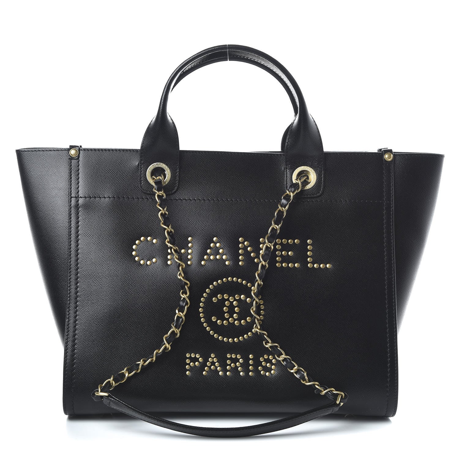 Chanel Caviar Small Studded Deauville Tote Black 1 of 12