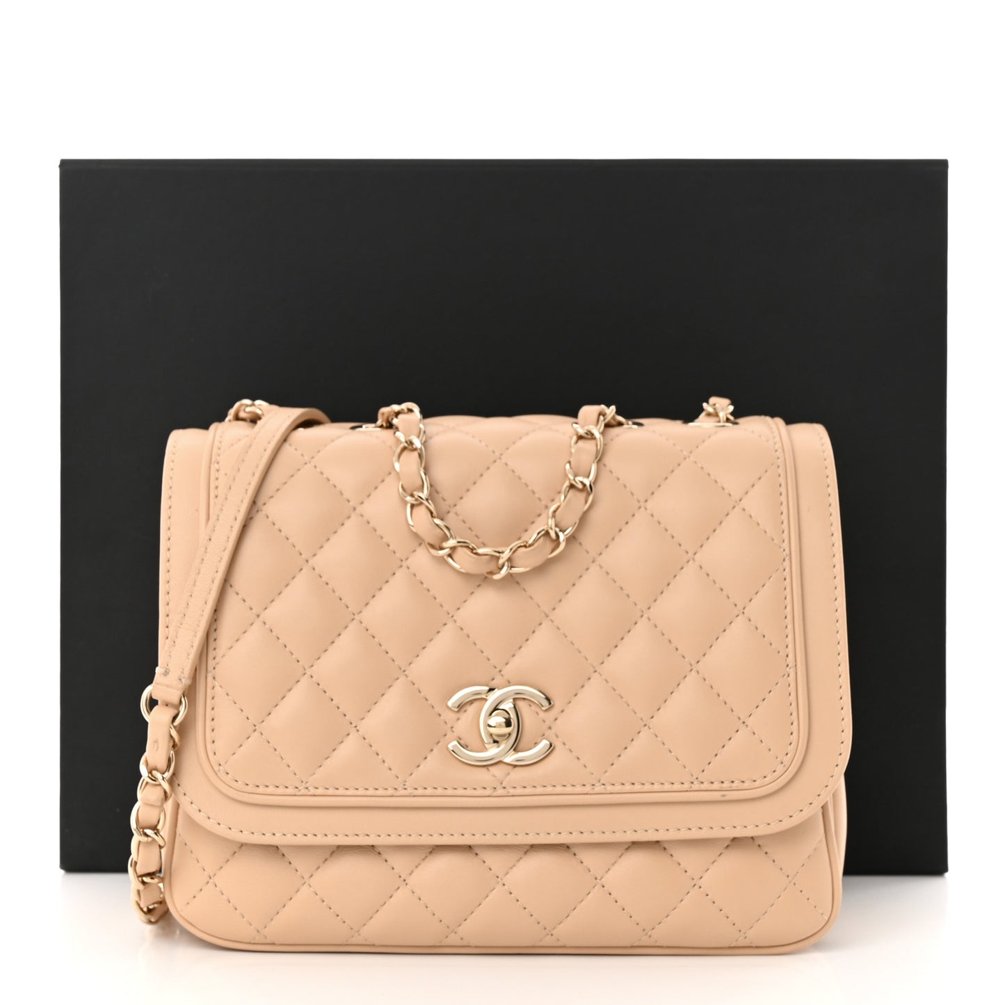 Lambskin Quilted Medium Lovely Day Flap Beige
