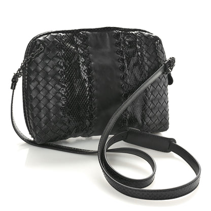 Bottega Veneta Nappa Intrecciato Snakeskin Crossbody Pillow Messenger Black 3 of 10