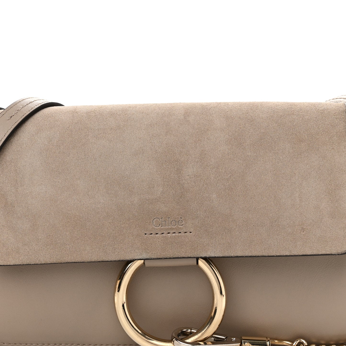 Suede Calfskin Small Faye Shoulder Bag Motty Grey