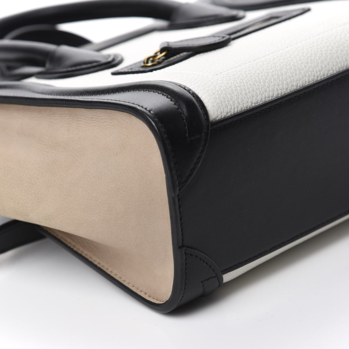 Smooth Drummed Calfskin Nano Tri-Color Luggage White