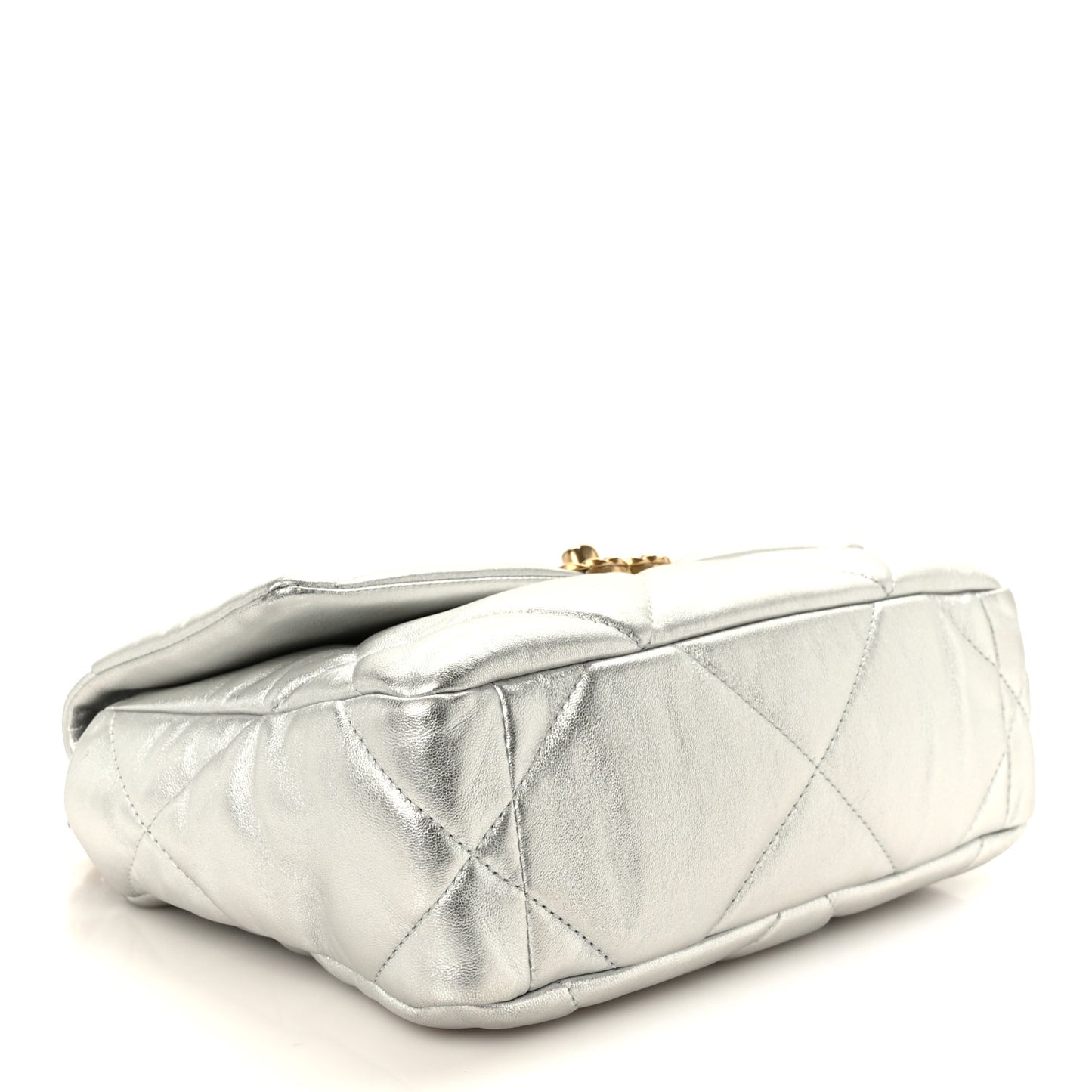 Metallic Lambskin Quilted Medium Chanel 19 Flap Silver