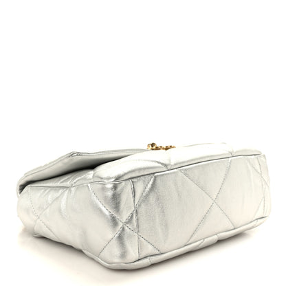 Chanel Metallic Lambskin Quilted Medium Chanel 19 Flap Silver 4 of 10