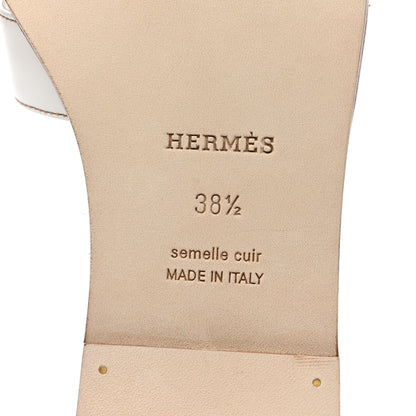 Hermes Box Calfskin Oran Sandals 38.5 White 6 of 8