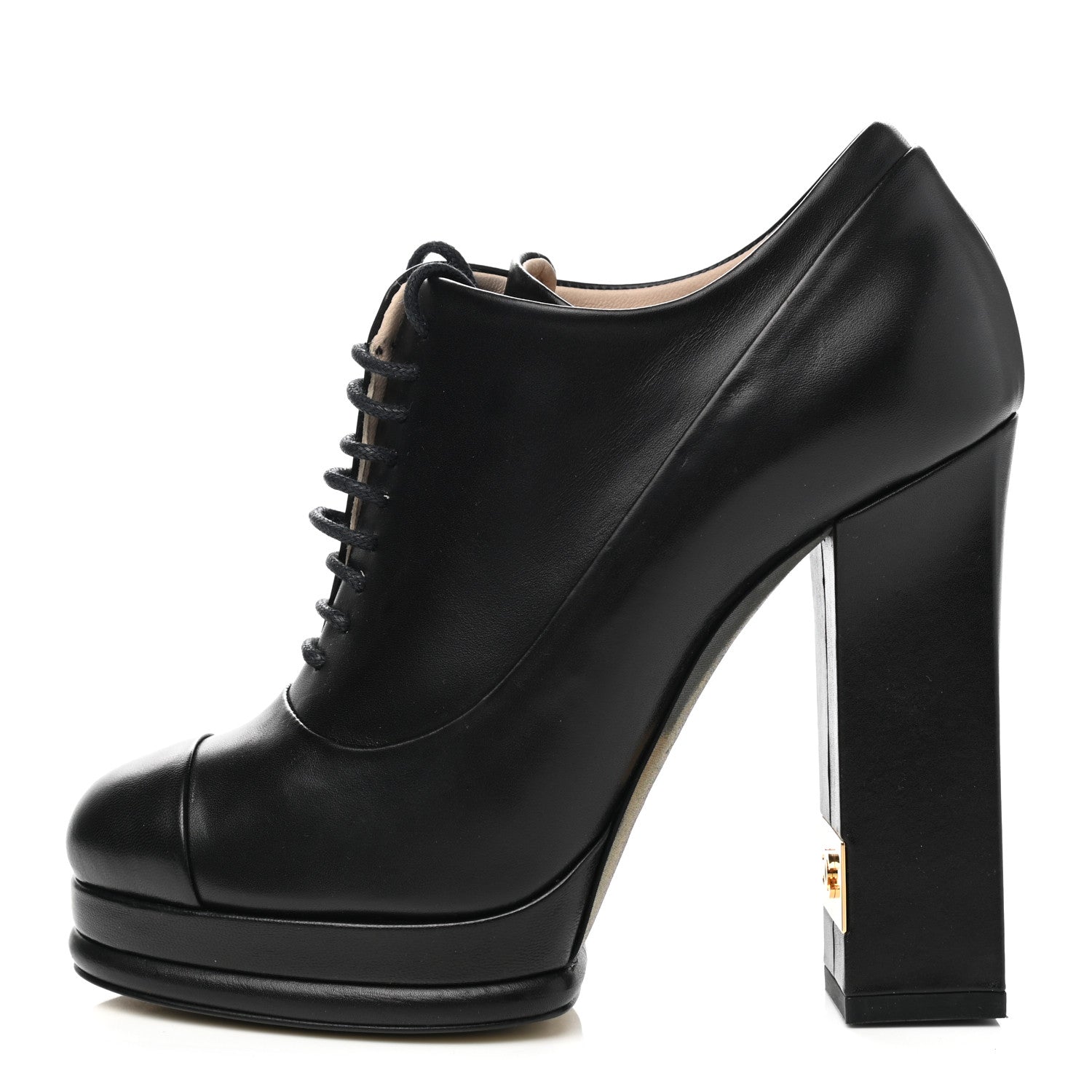 Chanel Lambskin Cap Toe Lace Up Booties 36 Black 1 of 10