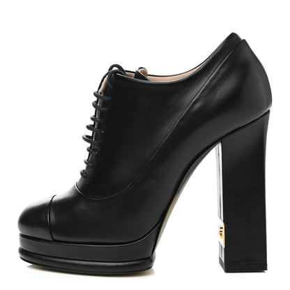 Chanel Lambskin Cap Toe Lace Up Booties 36 Black 1 of 10