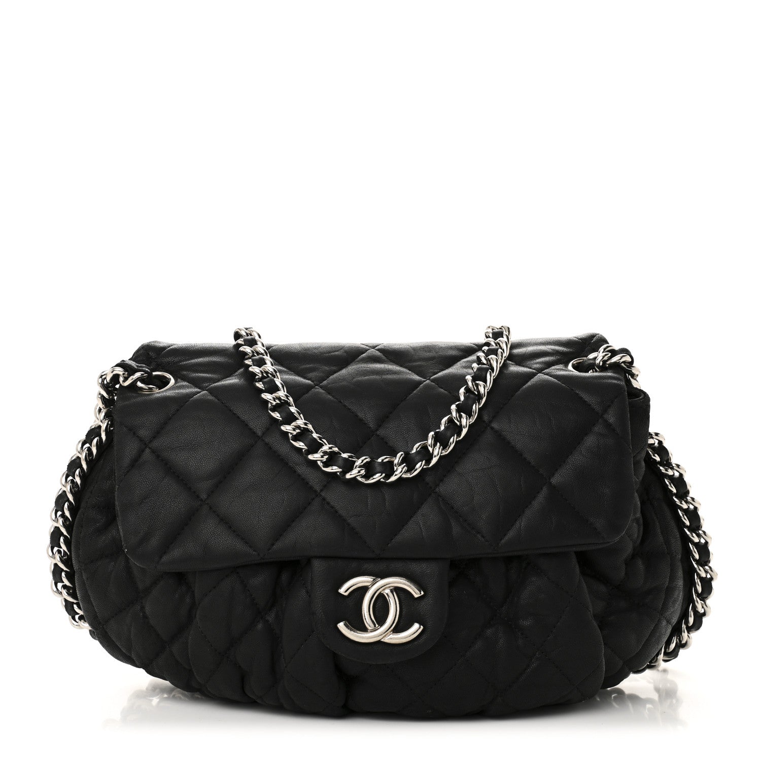 Chanel Washed Lambskin Quilted Medium Chain Around Messenger Black 1 of 13