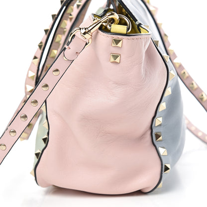 Valentino Garavani Vitello Watercolor Small Rockstud Tote Rose Green Yellow Sky 14 of 15