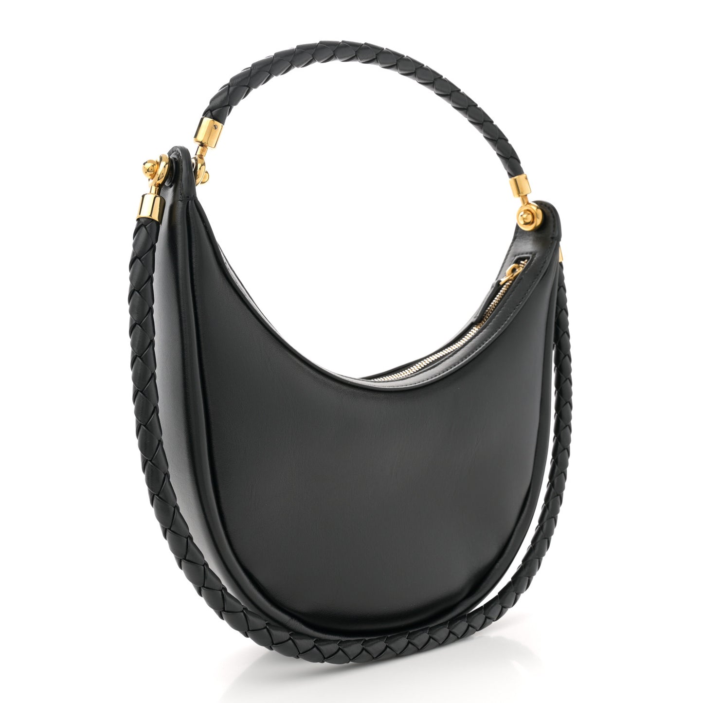 Smooth Calfskin Hula Hoop Shoulder Bag Black