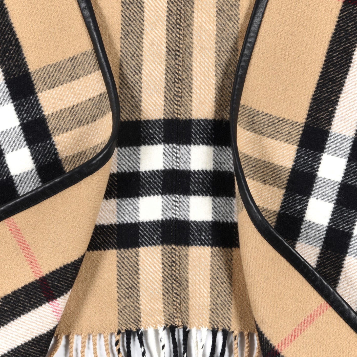 Cashmere Wool Check Cape Scarf Archive Beige