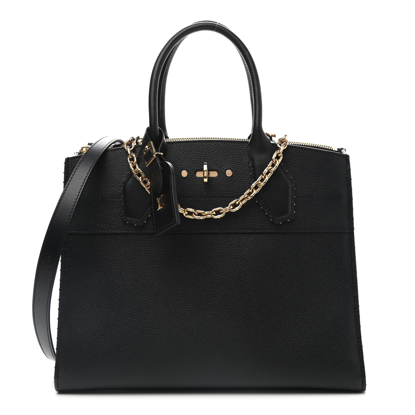 Calfskin Studded City Steamer MM Black