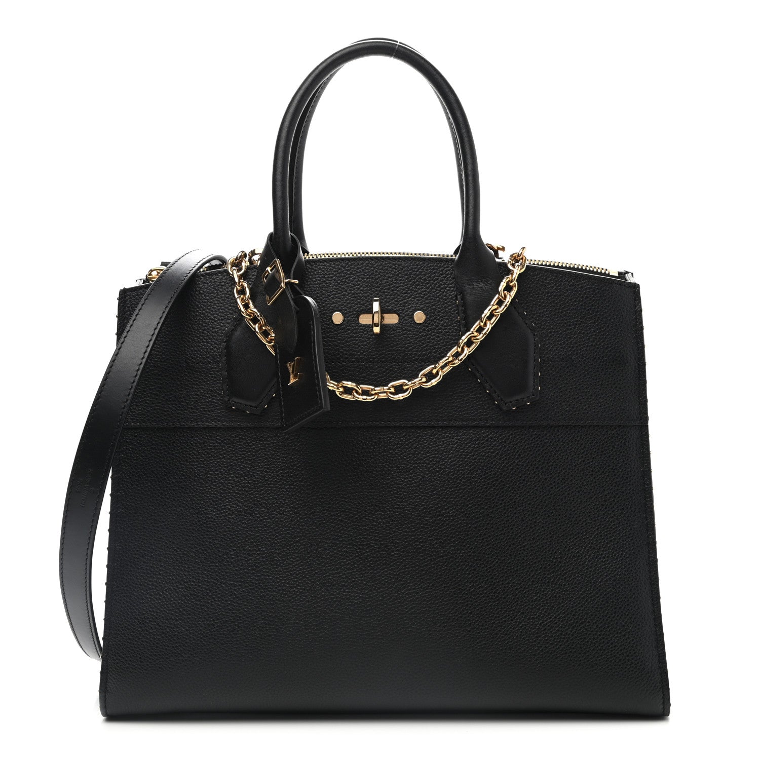 Louis Vuitton Calfskin Studded City Steamer MM Black 1 of 10