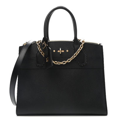 Louis Vuitton Calfskin Studded City Steamer MM Black 1 of 10