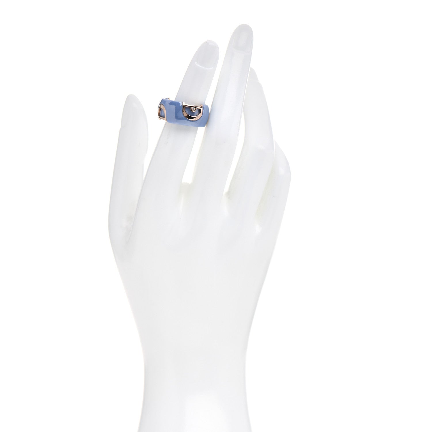 Damiani 18K Pink Gold Ceramic Diamond D Icon Ring 52 6 2 of 5