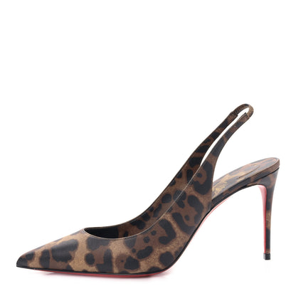Christian Louboutin Calfskin Leopard Kate Slingback 85 Pumps 39.5 Brown 1 of 8